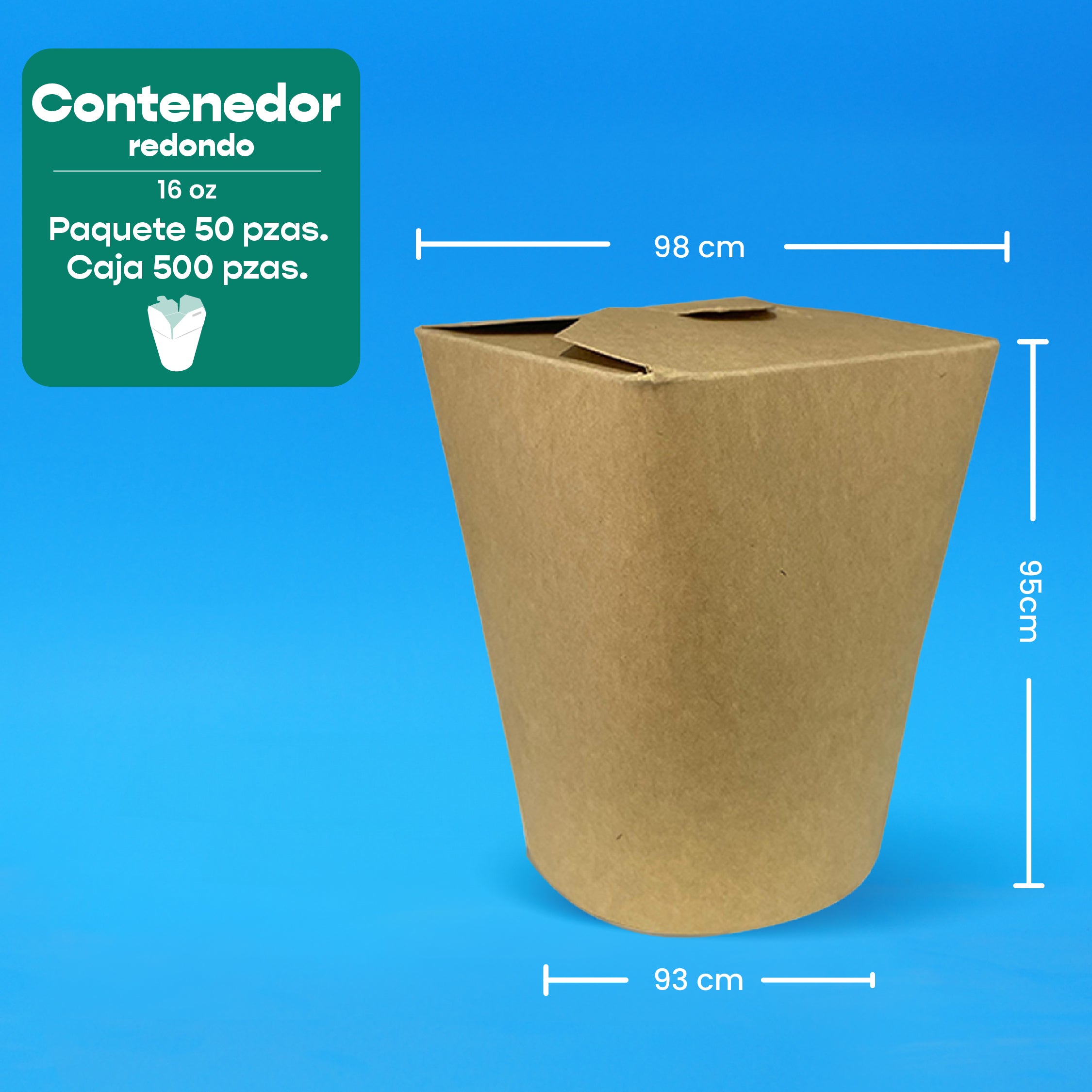 Contenedor Redondo Papel Delivery | Papel PLA | Grande 26 oz | Compostable y biodegradable