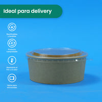 Ensaladera Papel | Papel Kraft | 16 oz | Compostable y biodegradable