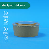 Ensaladera Papel | Papel Kraft | 25 oz | Compostable y biodegradable