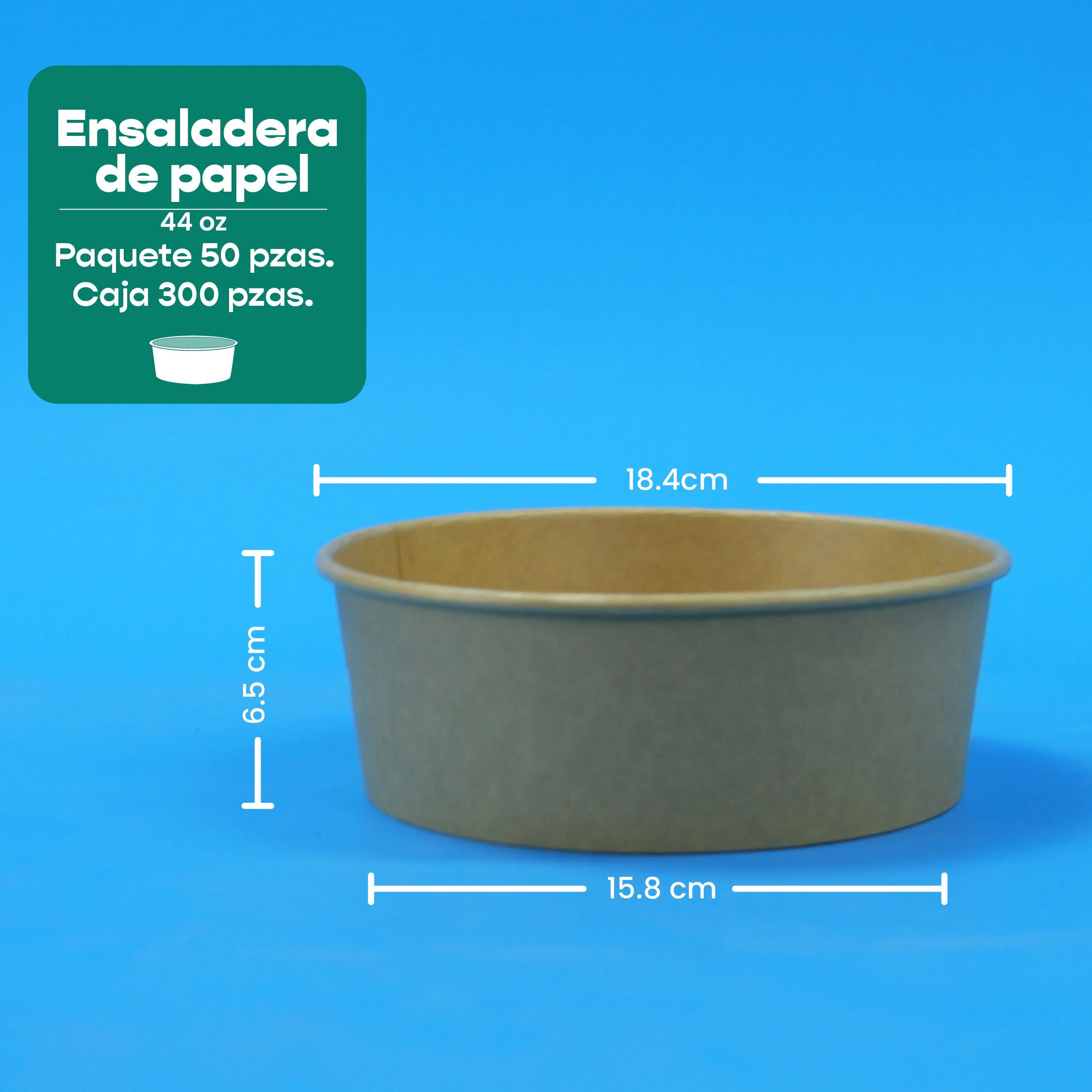 Ensaladera Papel | Papel Kraft | 44 oz | Compostable y biodegradable