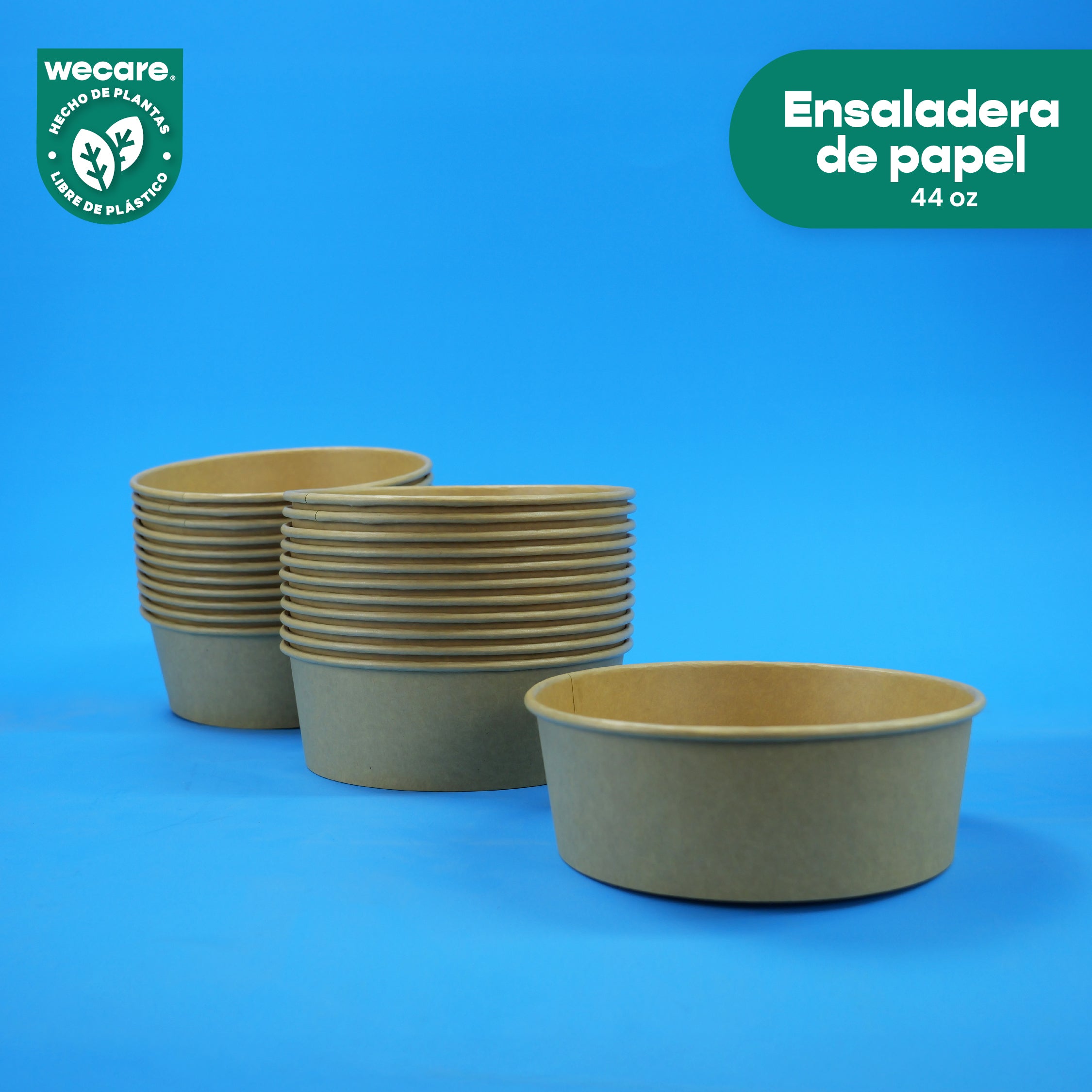 Ensaladera Papel | Papel Kraft | 44 oz | Compostable y biodegradable