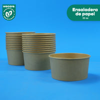 Ensaladera Papel | Papel Kraft | 32 oz | Compostable y biodegradable