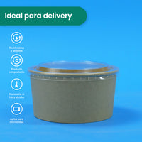 Ensaladera Papel | Papel Kraft | 32 oz | Compostable y biodegradable