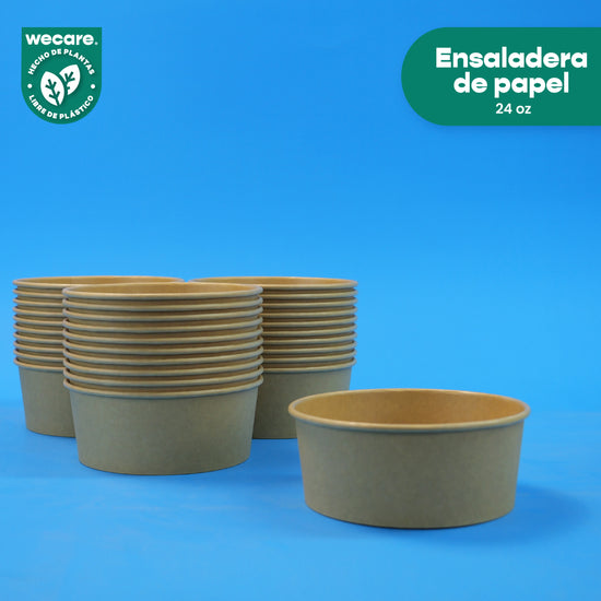 Ensaladera Papel | Papel Kraft | 25 oz | Compostable y biodegradable