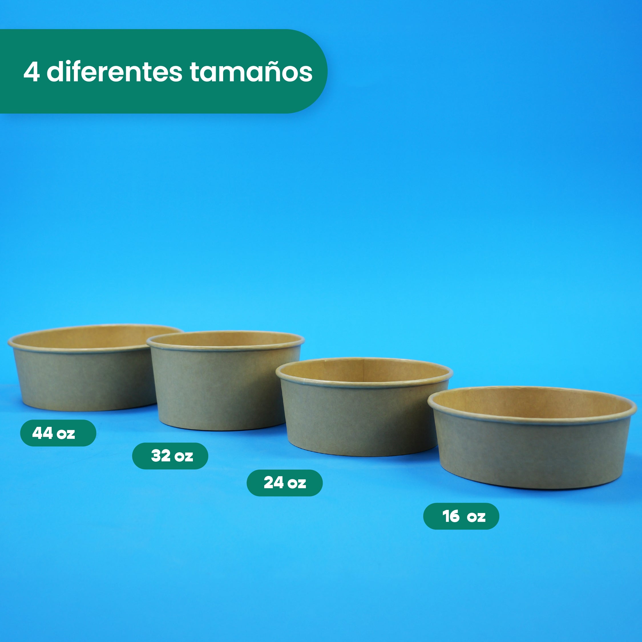 Ensaladera Papel | Papel Kraft | 25 oz | Compostable y biodegradable