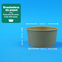 Ensaladera Papel | Papel Kraft | 32 oz | Compostable y biodegradable