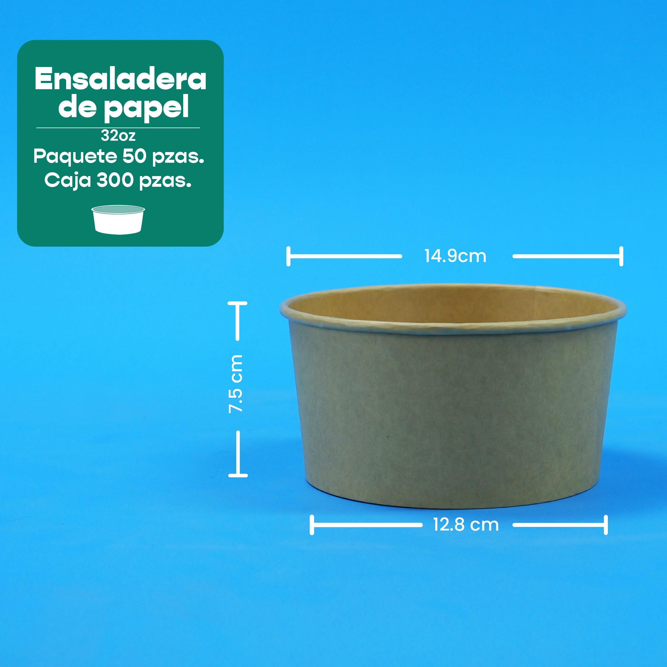 Ensaladera Papel | Papel Kraft | 32 oz | Compostable y biodegradable