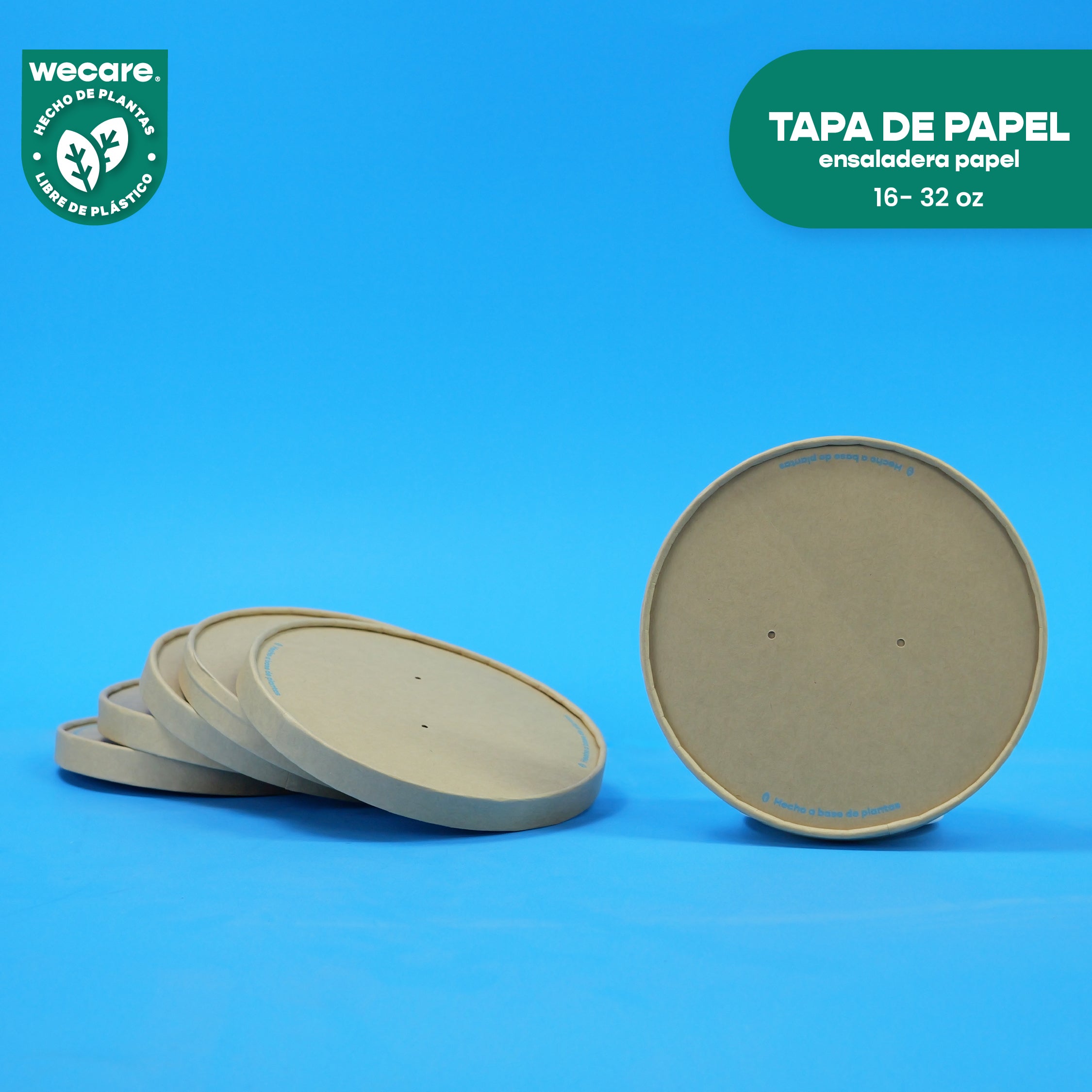 Tapa Papel Ensaladera | Papel PLA |  16-32 oz | Compostable y biodegradable