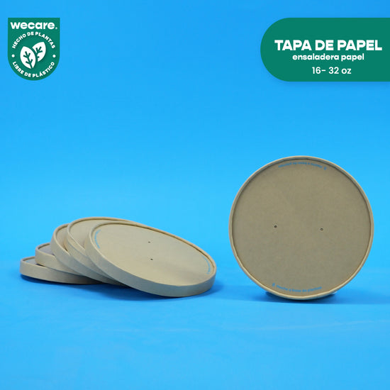 Tapa Papel Ensaladera | Papel PLA |  16-32 oz | Compostable y biodegradable