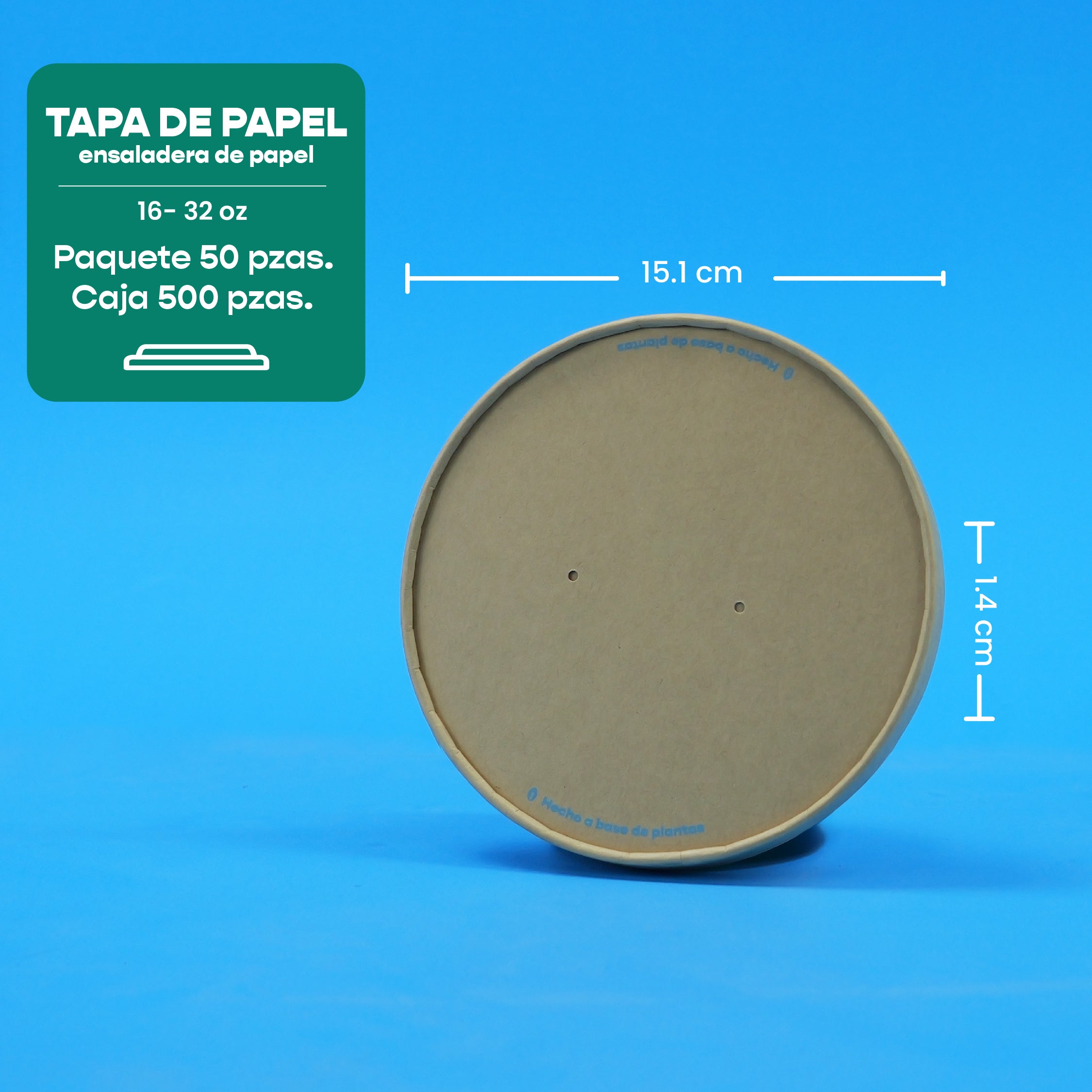 Tapa Papel Ensaladera | Papel PLA |  16-32 oz | Compostable y biodegradable