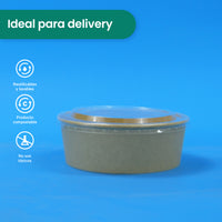 Tapa Clear Ensaladera | Ácido  Poliláctico PLA | 44 oz | Compostable y biodegradable