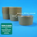 Tapa Clear Ensaladera | Ácido  Poliláctico PLA | 44 oz | Compostable y biodegradable