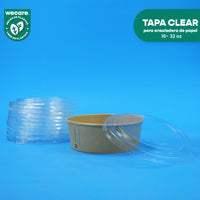 Tapa Clear Ensaladera | Acido Poliactico | 16-32 oz | Compostable y biodegradable