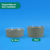 Tapa Clear Ensaladera | Acido Poliactico | 16-32 oz | Compostable y biodegradable
