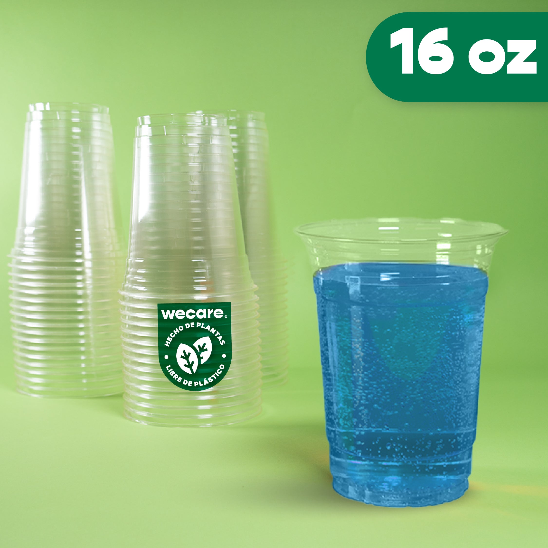 Vaso Transparente | Ácido  Poliláctico PLA | 16 oz / 473 ml | Compostable y biodegradable