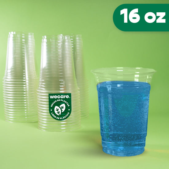 Vaso Transparente | Ácido  Poliláctico PLA | 16 oz / 473 ml | Compostable y biodegradable