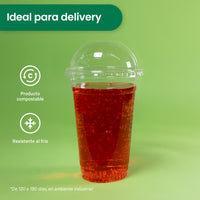 Vaso Transparente | Ácido  Poliláctico PLA | 20 oz / 591 ml | Compostable y biodegradable