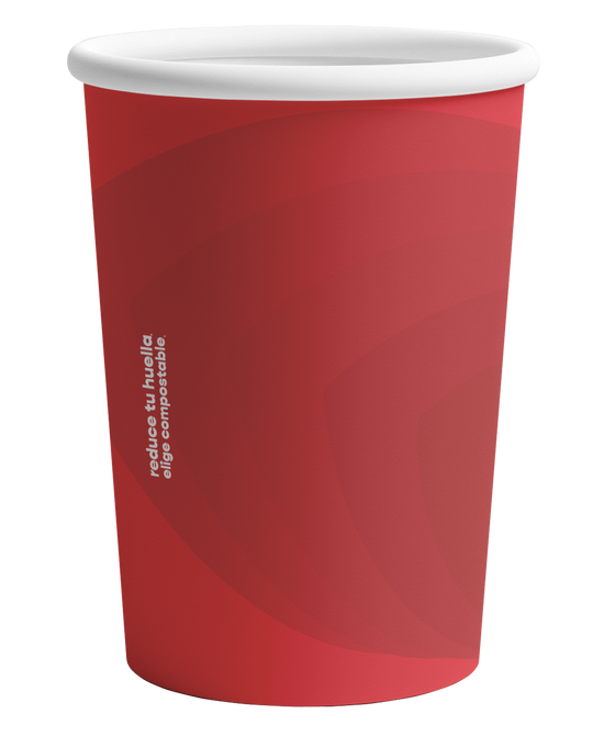 Vaso Térmico Rojo Retail | Papel - Ácido  Poliláctico PLA | 16 oz / 473 ml | Compostable y biodegradable