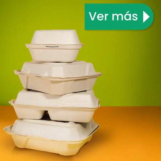 Contenedor Almeja | Bagazo Trigo | 7x5x3" / 17.7 x 12.7 x 7.6 cm | Compostable y biodegradable