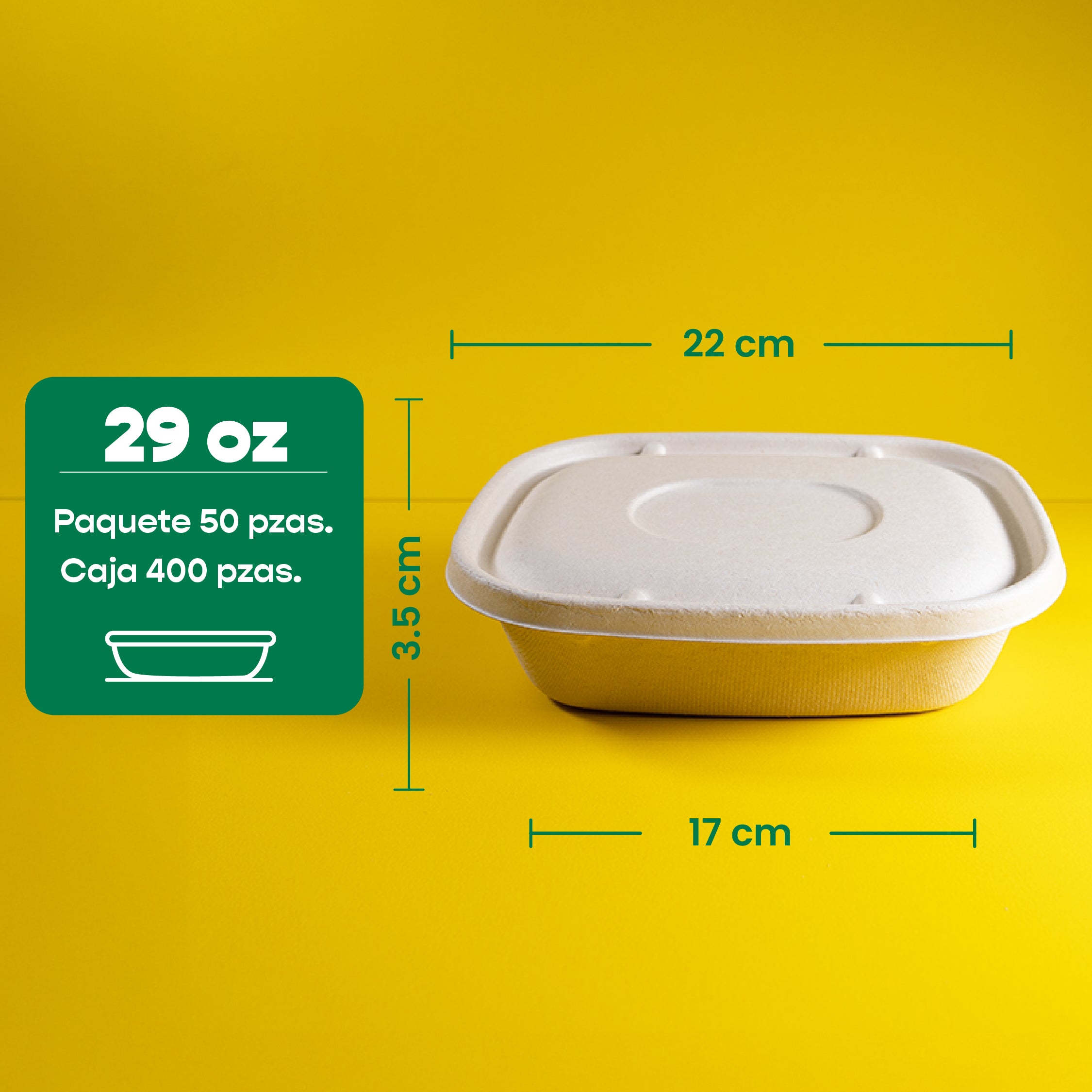 Lunch Box | Bagazo Trigo | 29 oz | Compostable y biodegradable