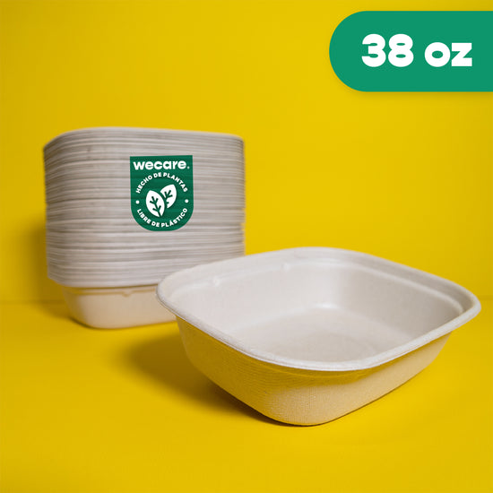Lunch Box | Bagazo Trigo | 38 oz | Compostable y biodegradable