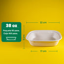 Lunch Box | Bagazo Trigo | 38 oz | Compostable y biodegradable