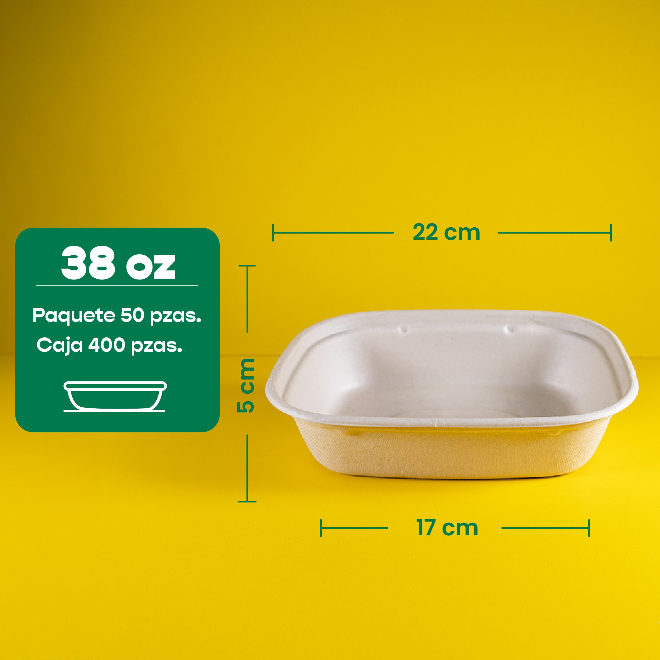 Lunch Box | Bagazo Trigo | 38 oz | Compostable y biodegradable