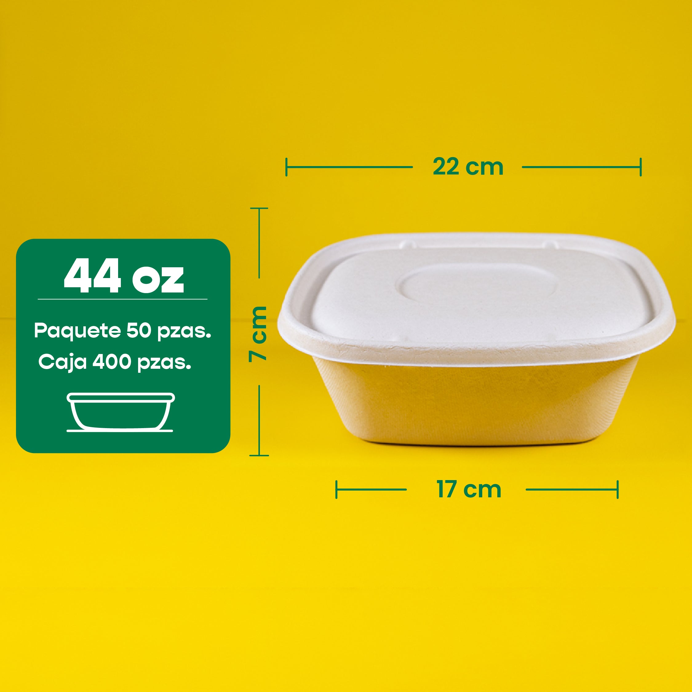 Lunch Box | Bagazo Trigo | 44 oz | Compostable y biodegradable