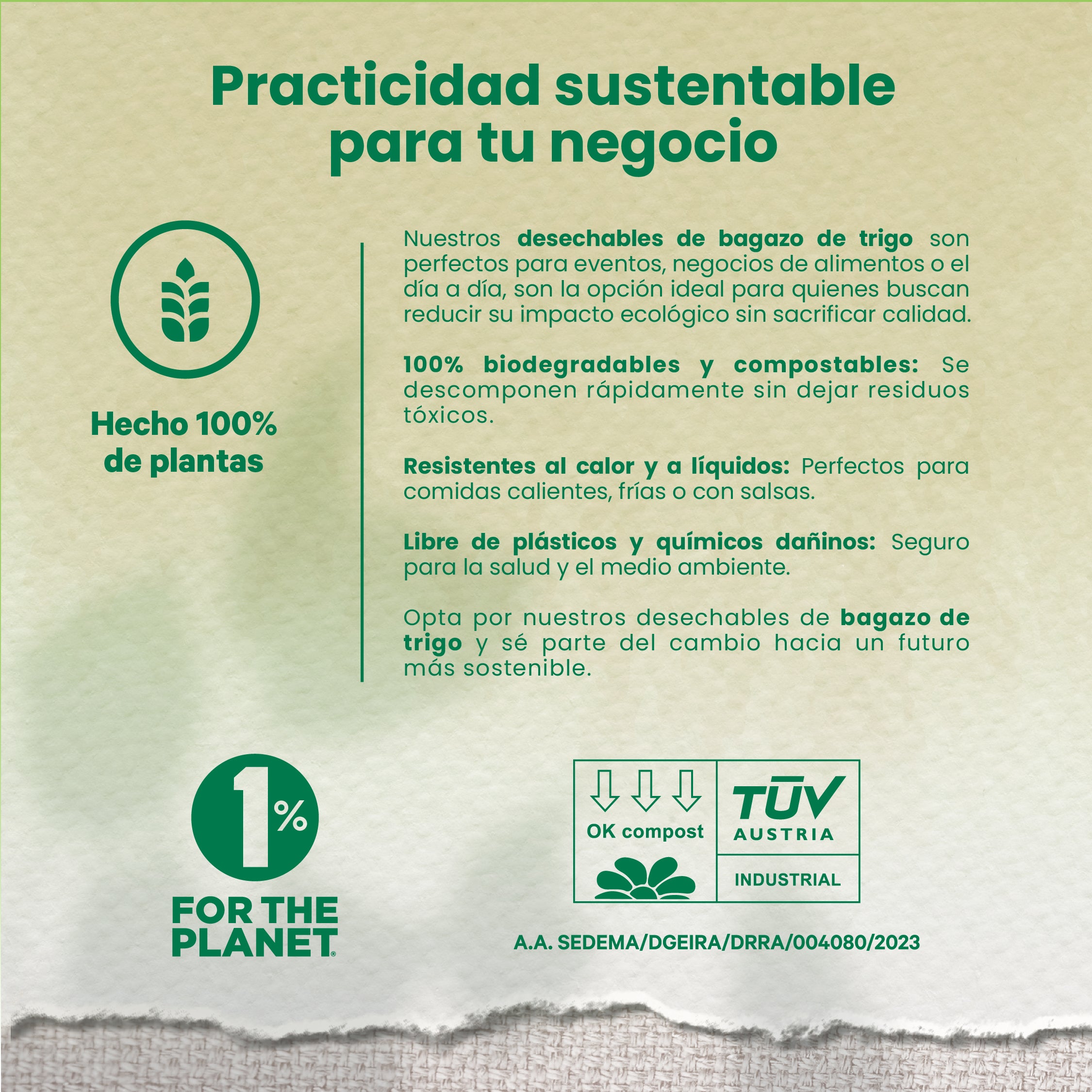 Lunch Box | Bagazo Trigo | 29 oz | Compostable y biodegradable