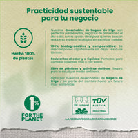 Tapa Trigo Lunch Box  | Bagazo trigo | 29 - 44 oz | Compostable y biodegradable