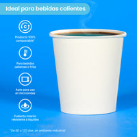 Vaso Térmico | Papel - Ácido  Poliláctico PLA | 4 oz / 118 ml | Compostable y biodegradable