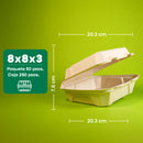 Contenedor Almeja | Bagazo Trigo | 8x8x3" / 20.3x20.3x7.6 cm | Compostable y biodegradable