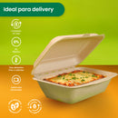 Contenedor Almeja | Bagazo Trigo | 9x6x3" / 22.8x15.2x7.6 cm | Compostable y biodegradable