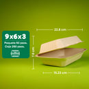 Contenedor Almeja | Bagazo Trigo | 9x6x3" / 22.8x15.2x7.6 cm | Compostable y biodegradable