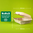 Contenedor Almeja | Bagazo Trigo | 9x9x3 / 22.8x22.8x7.6 cm | Compostable y biodegradable