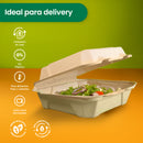 Contenedor Almeja | Bagazo Trigo | 8x8x3" / 20.3x20.3x7.6 cm | Compostable y biodegradable