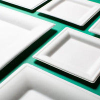 Plato Cuadrado Desechable y Biodegradable De 10 - We Care -