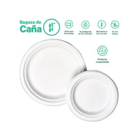 Plato Liso Desechable y Biodegradable De 9 - We Care - Plato