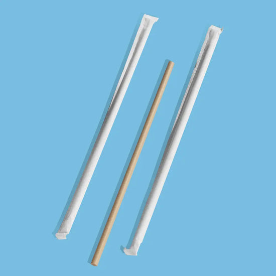 Popotes estuchado Papel | Papel Kraft | 21 cm x 0.6 cm | Compostable y biodegradable